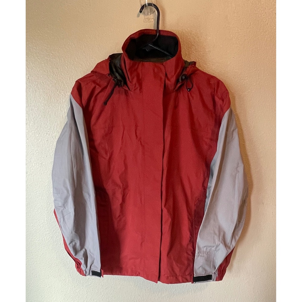 Team Realtree GORE-TEX Paclite Red‎ Gray Hooded Rain Jacket Womens Medium